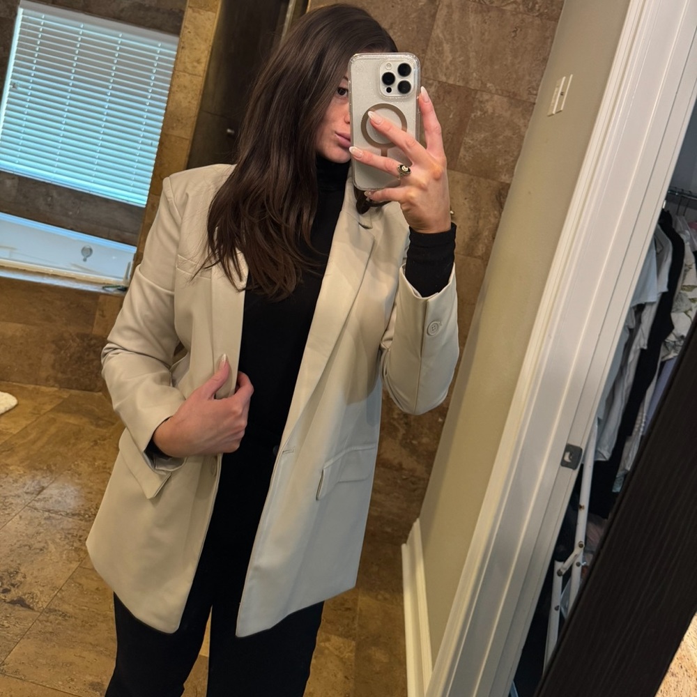 Faux leather blazer